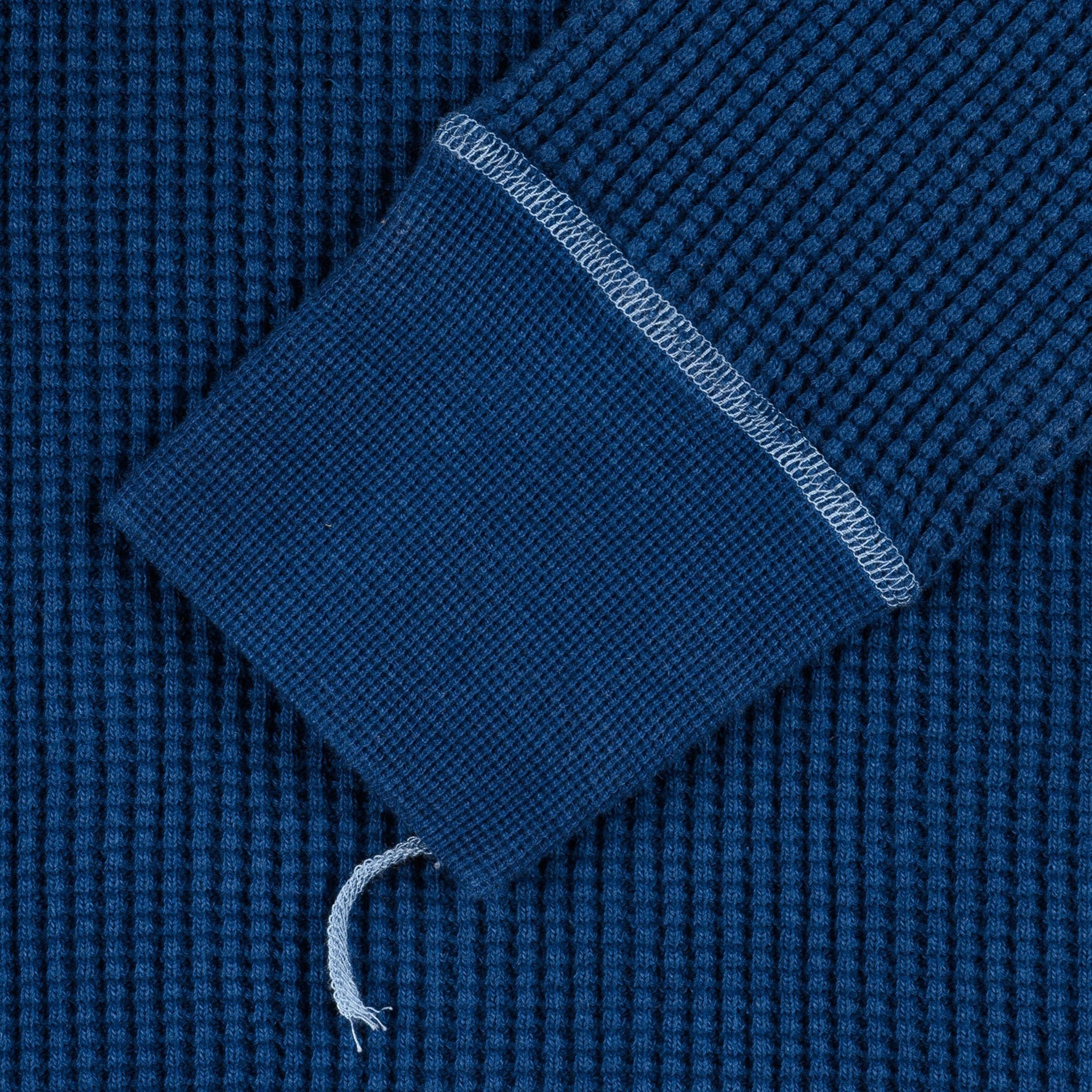 IHTL-1301-IND Waffle Knit Long Sleeved Crew Neck Thermal Top - Indigo Dyed