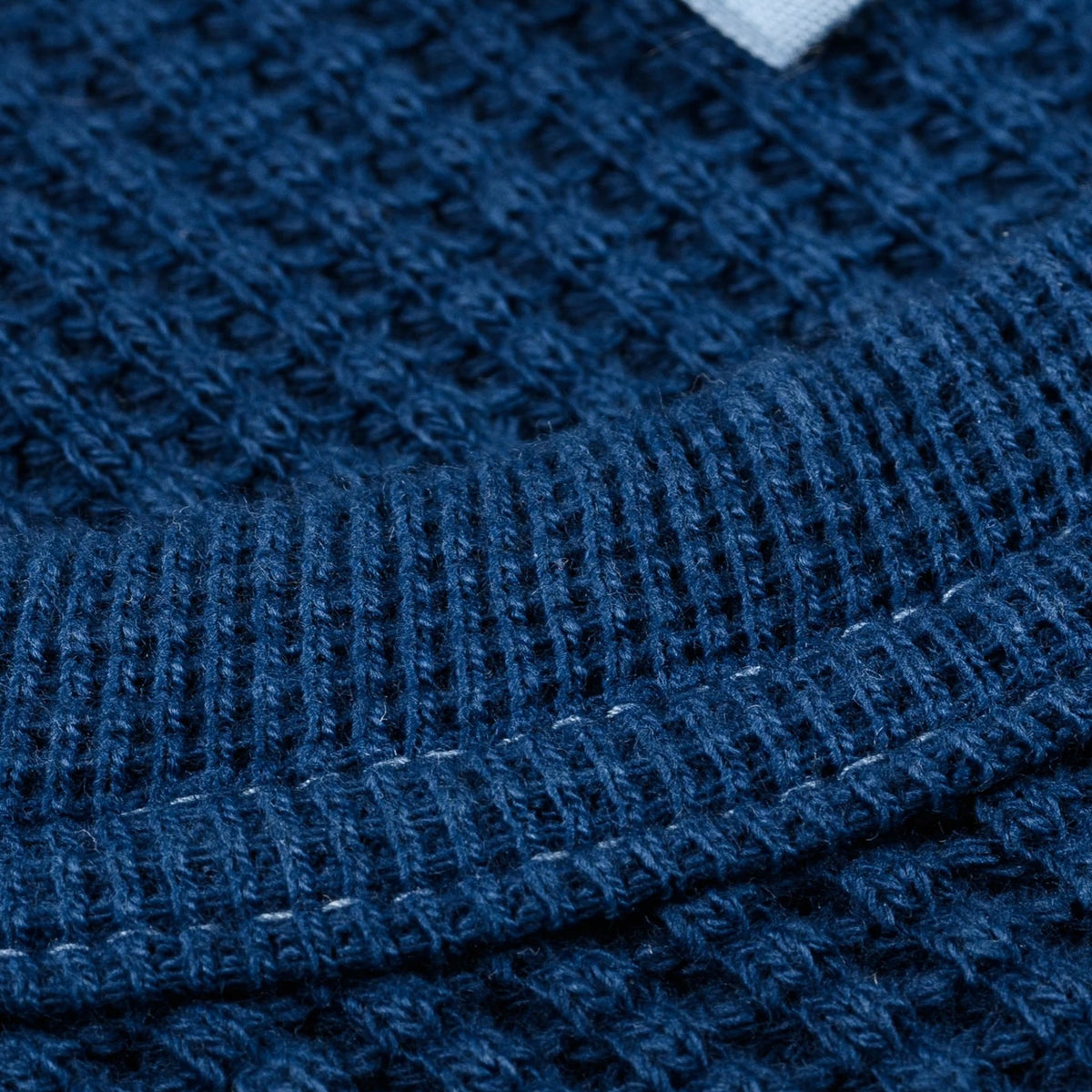 IHTL-1301-IND Waffle Knit Long Sleeved Crew Neck Thermal Top - Indigo Dyed