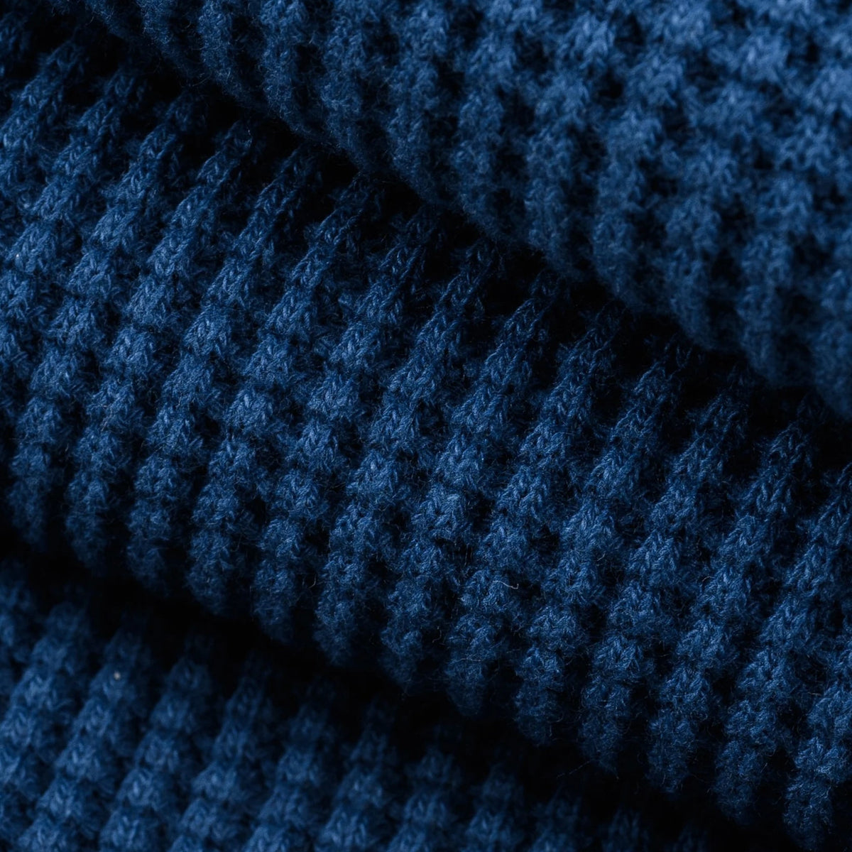 IHTL-1301-IND Waffle Knit Long Sleeved Crew Neck Thermal Top - Indigo Dyed