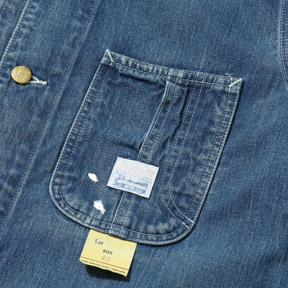 SC15708 11oz Blue Denim Work Coat Aged Model