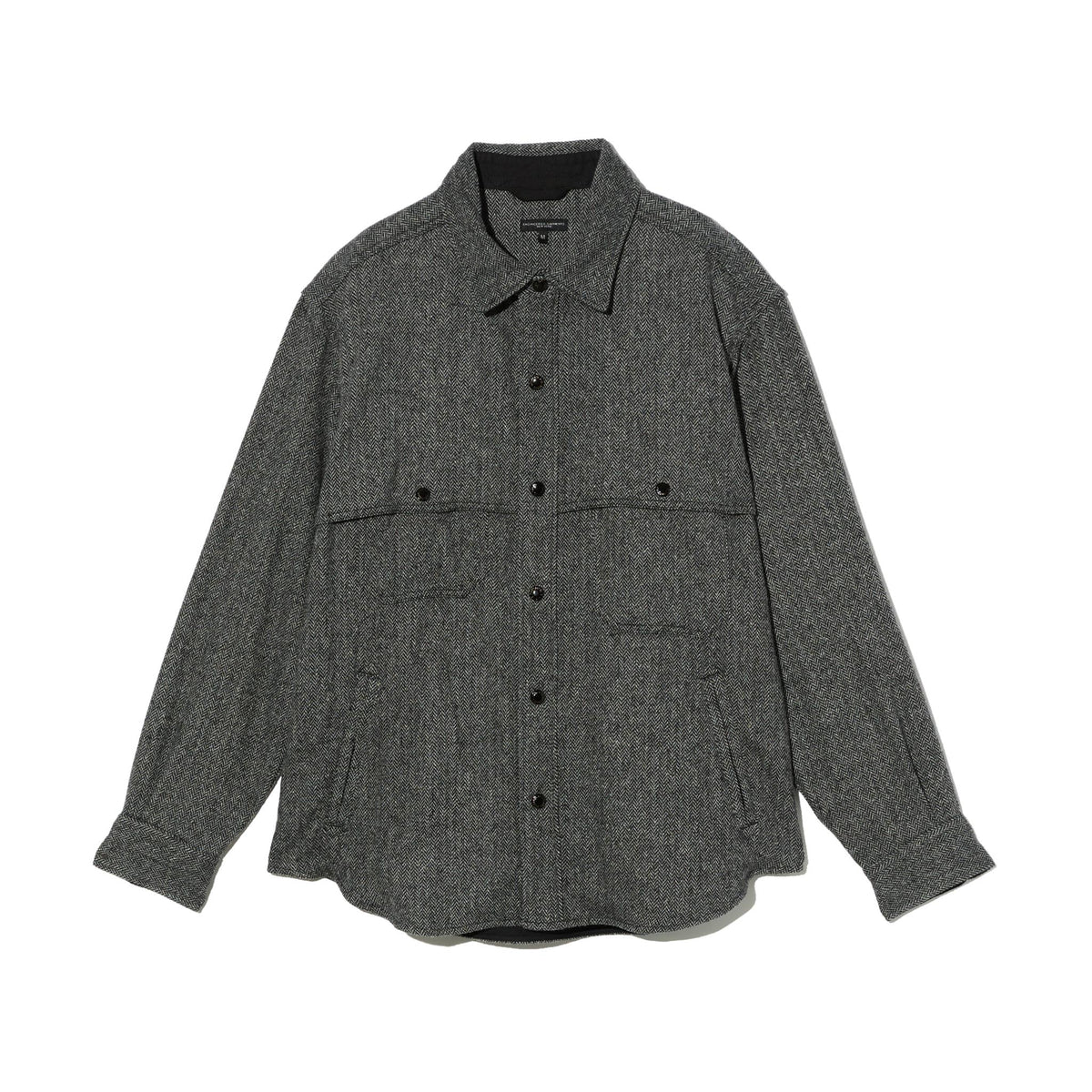 Stag Shirt Jacket - Grey Poly Wool Herringbone