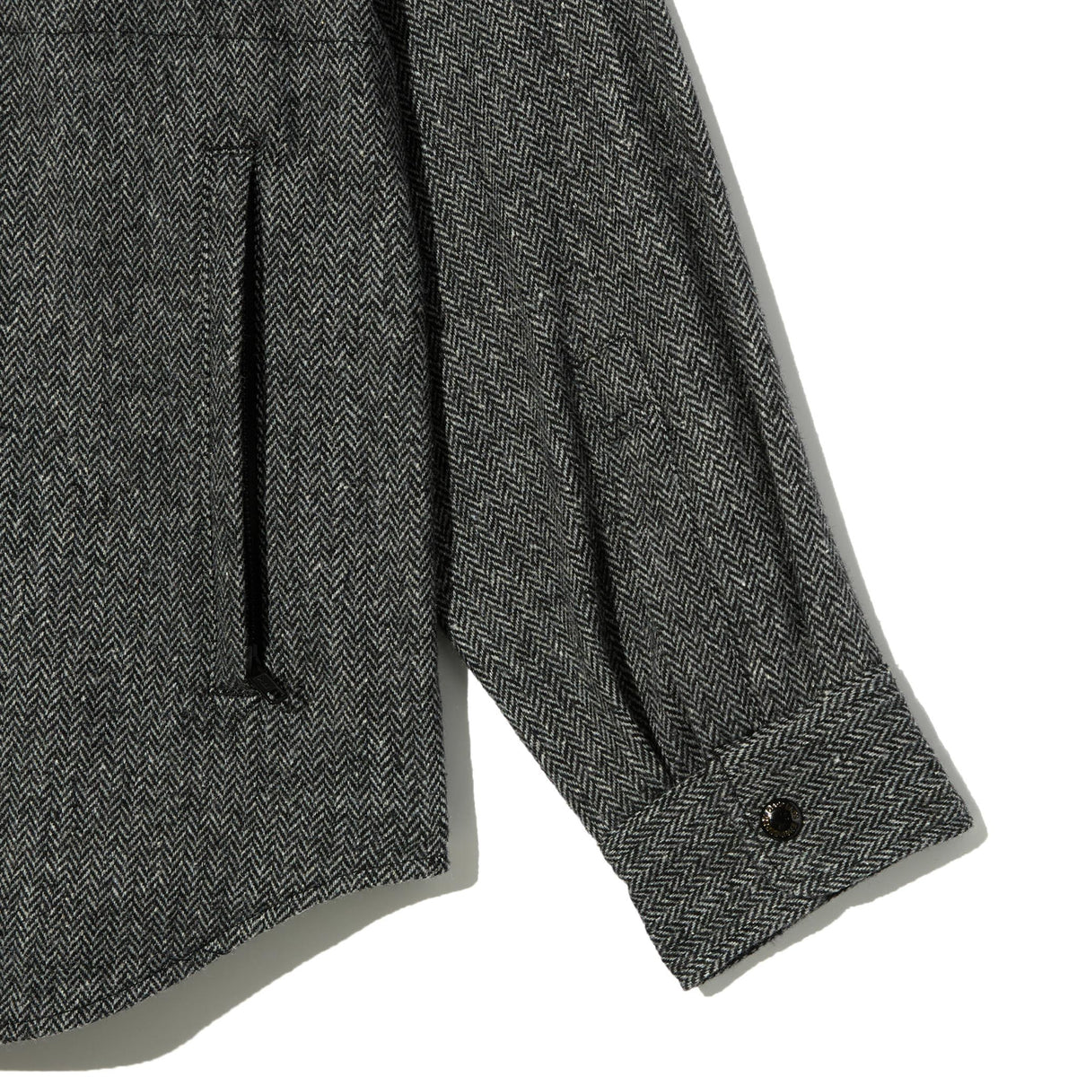 Stag Shirt Jacket - Grey Poly Wool Herringbone