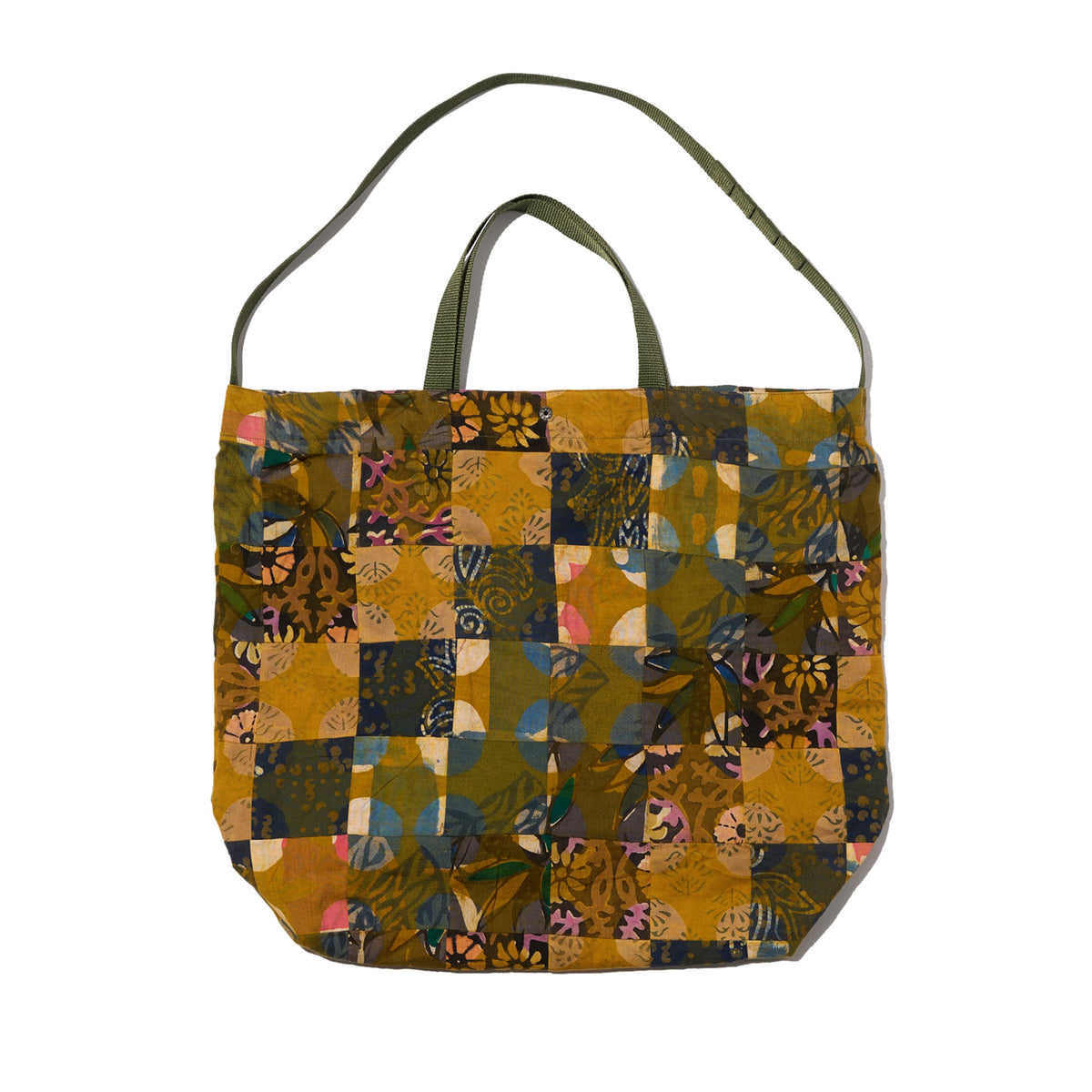 Carry All Tote - Olive Cotton Multi Pattern Patchwork
