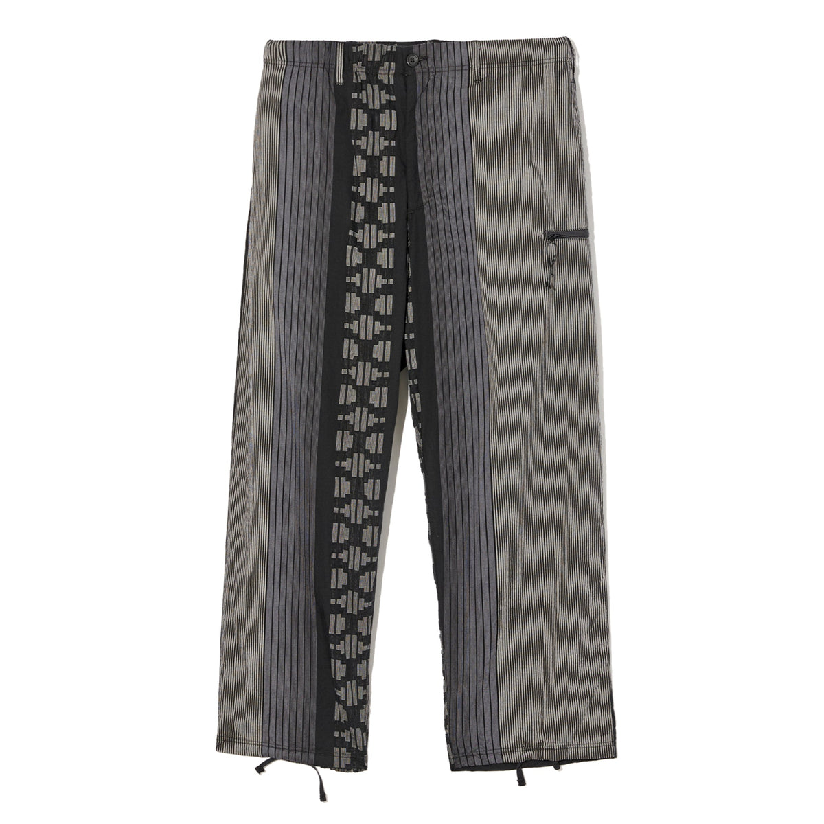 Drawstring Pant - Black/Grey Multi Pattern Stripe Jacquard