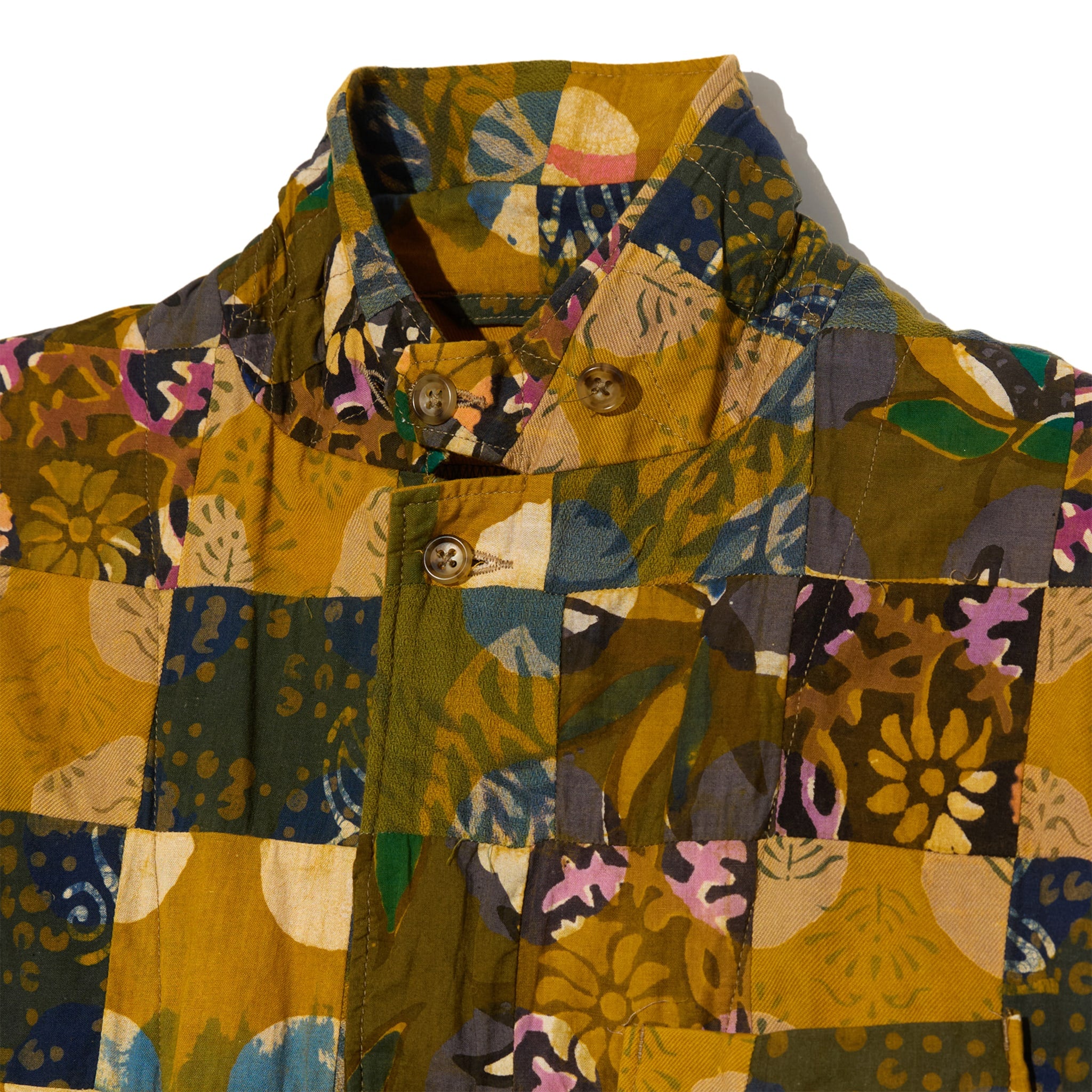 Loiter Jacket - Olive Cotton Multi Pattern Patchwork
