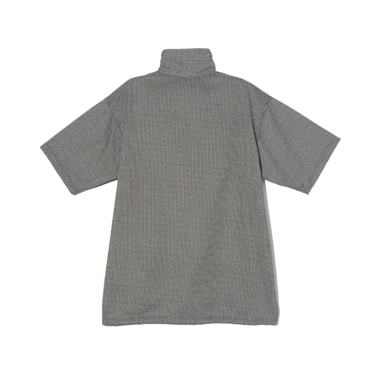 SS Zip Turtle - Black Polyester Houndstooth Knit Jersey