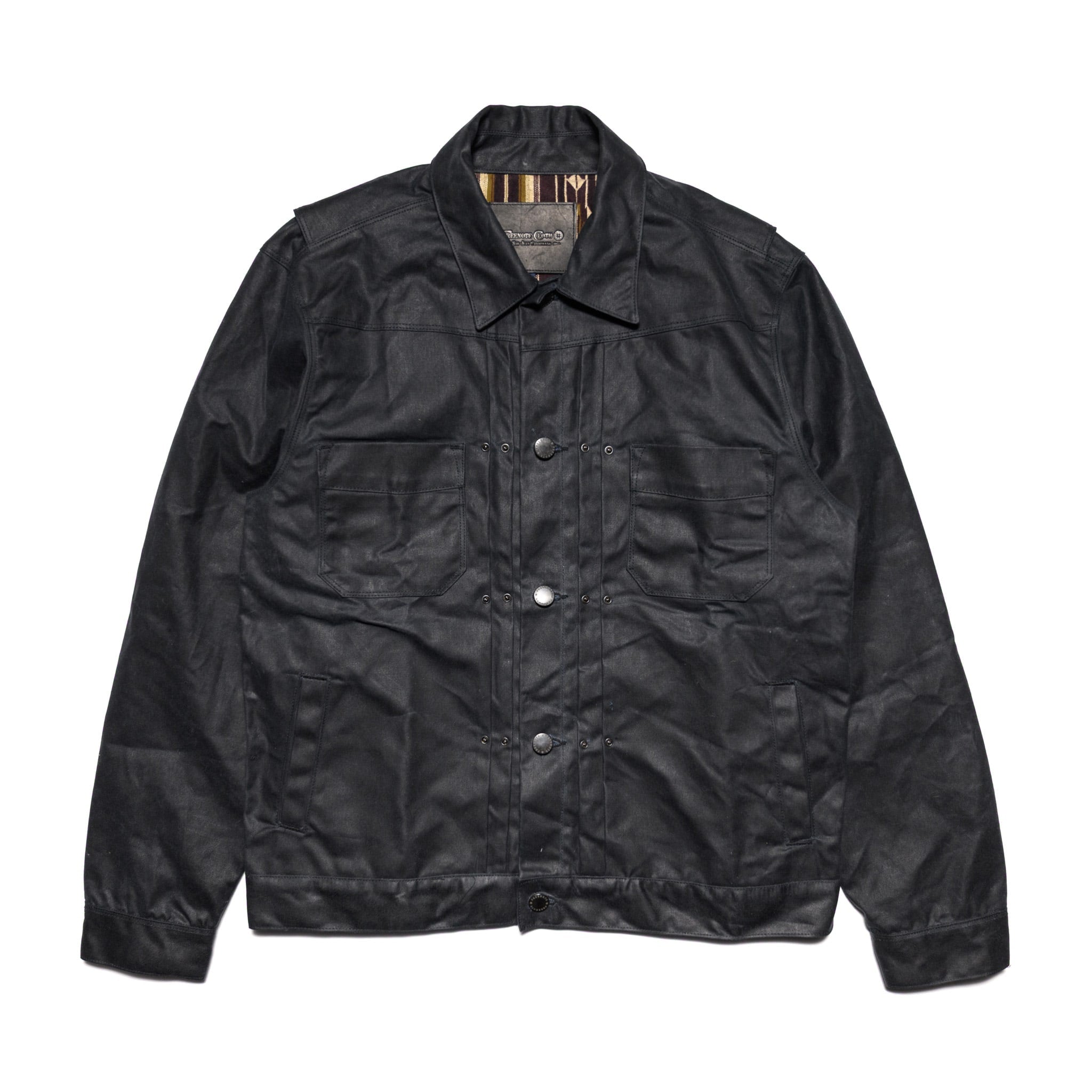 RJ-1 Riders Jacket Waxed Canvas - Black (Purple Lining)