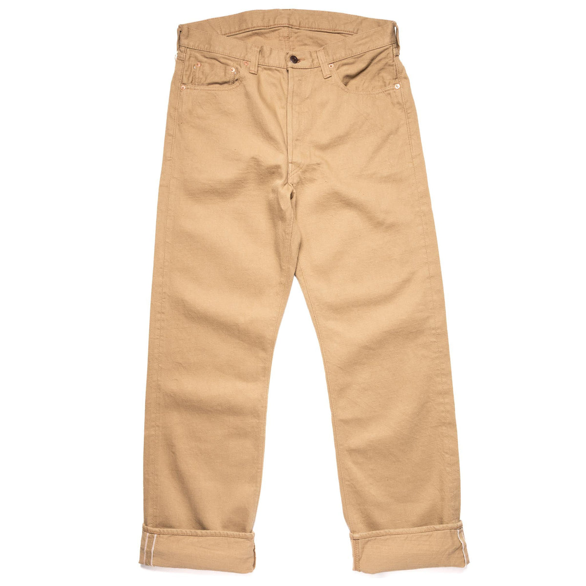 0105BE Wide Straight 12oz Slub Selvedge Denim Beige
