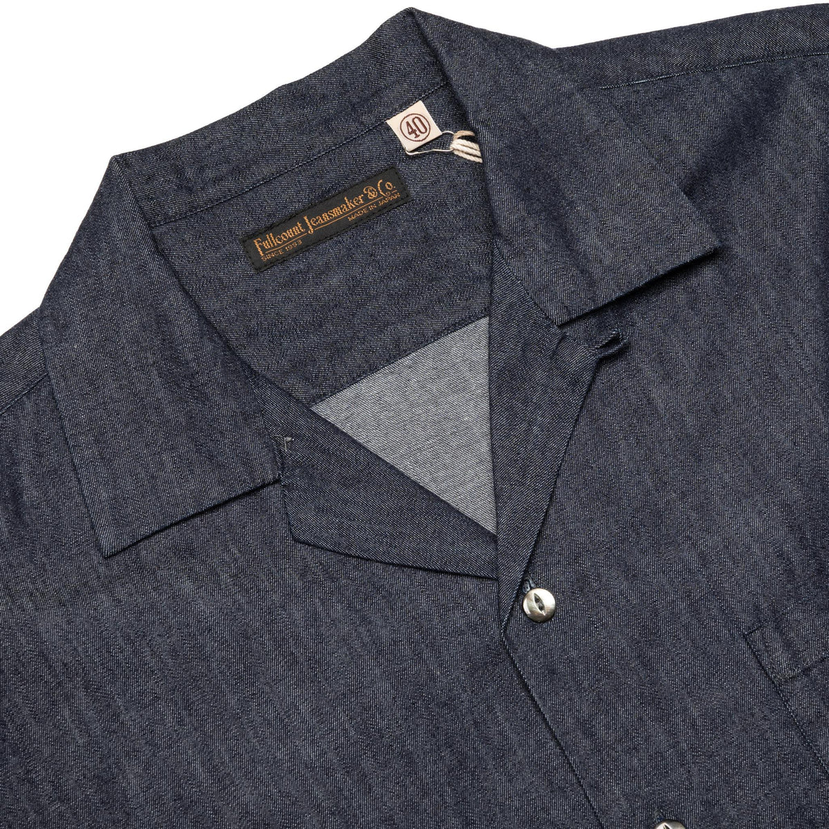 4100-2 Denim Open Collar S/S Shirt - Indigo