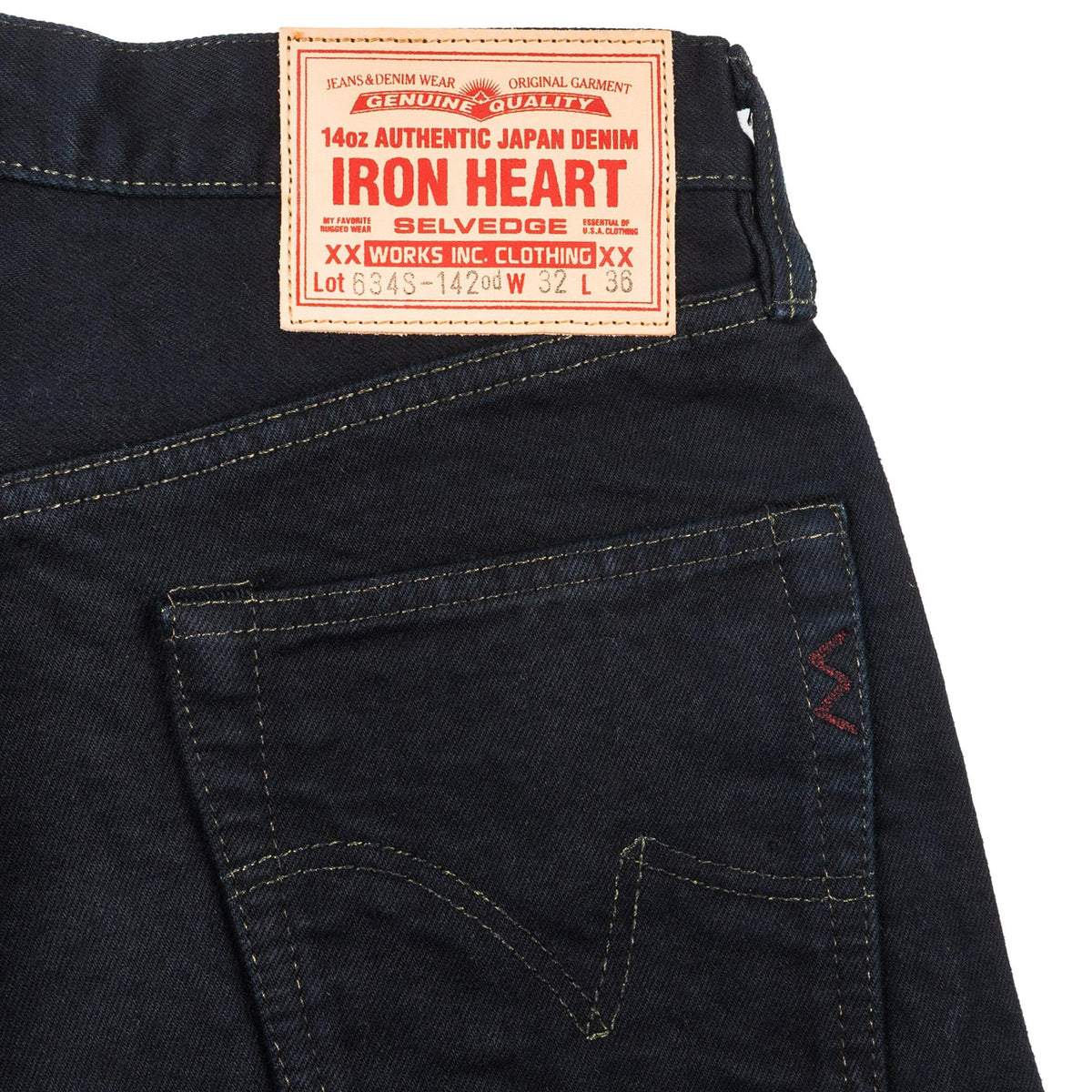 IH-634S-142od 14oz Selvedge Denim Straight Cut Jeans - Indigo Overdyed Black