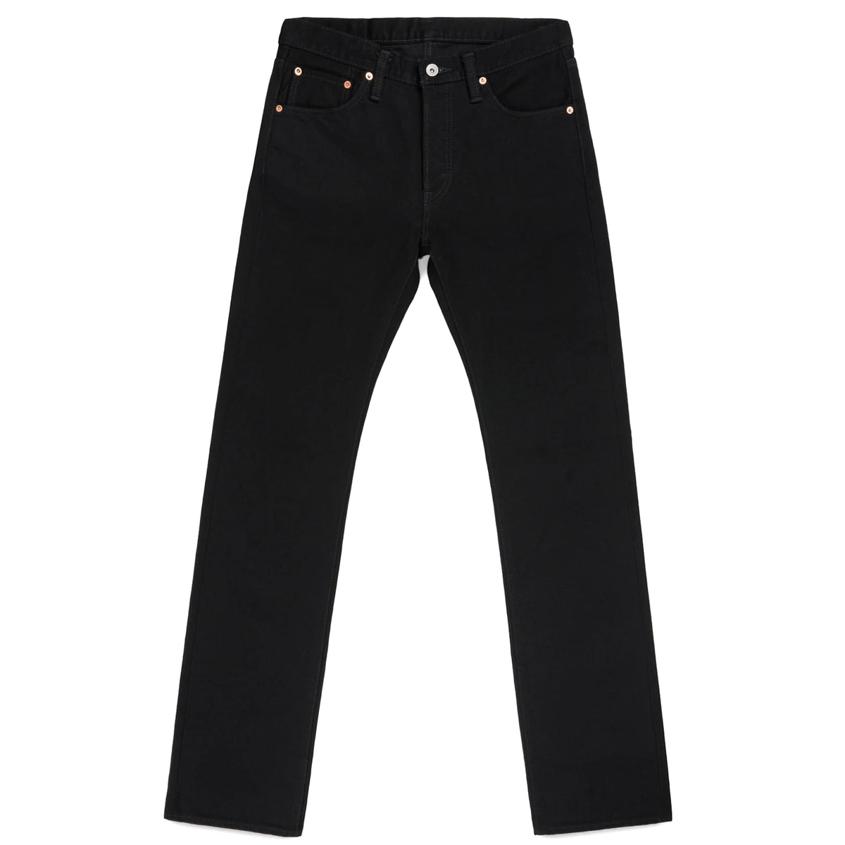 IH-666S-142bb 14oz Selvedge Denim Slim Straight Cut Jeans - Black/Black