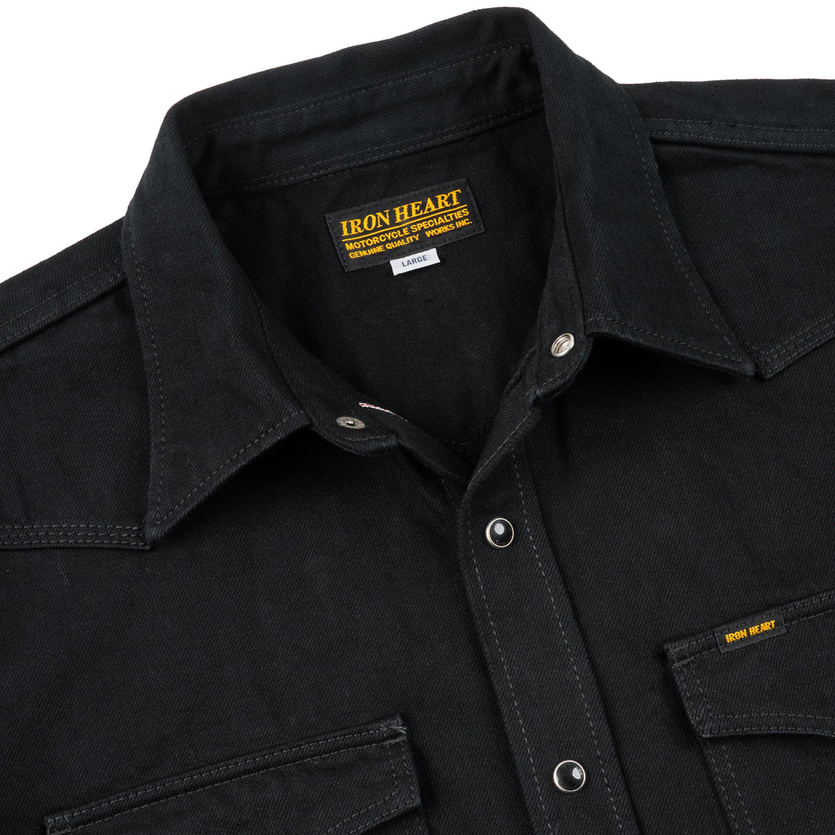 IHSH-218-BLK 12oz Selvedge Denim Western Shirt "The Johnny Cash III" - Black