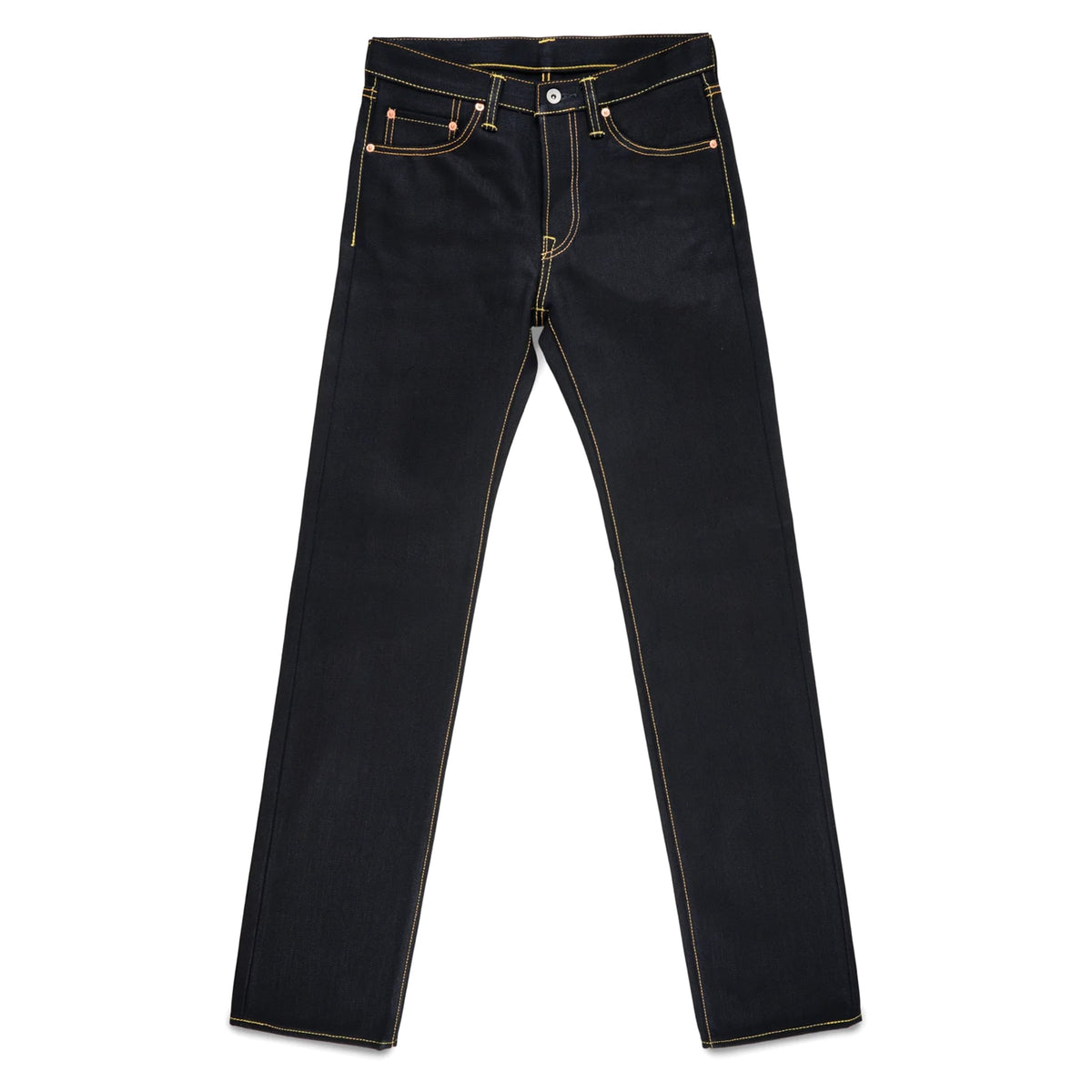 IH-666-XHSib 25oz Selvedge Denim Slim Straight Cut Jeans - Indigo/Black