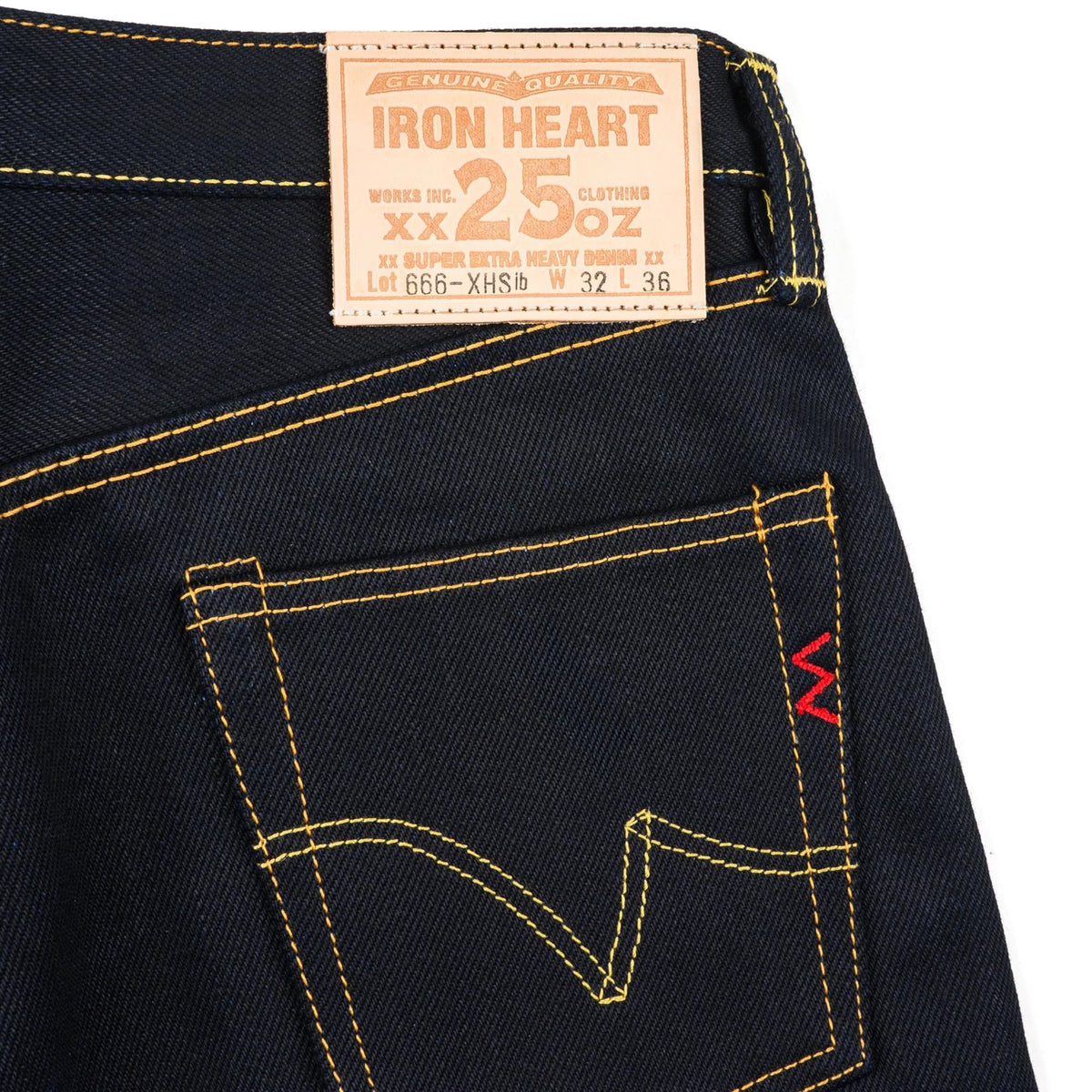 IH-666-XHSib 25oz Selvedge Denim Slim Straight Cut Jeans - Indigo/Black
