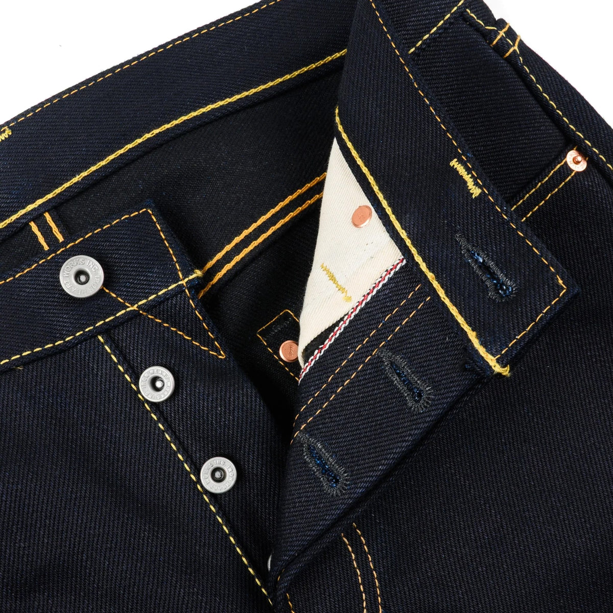 IH-666-XHSib 25oz Selvedge Denim Slim Straight Cut Jeans - Indigo/Black