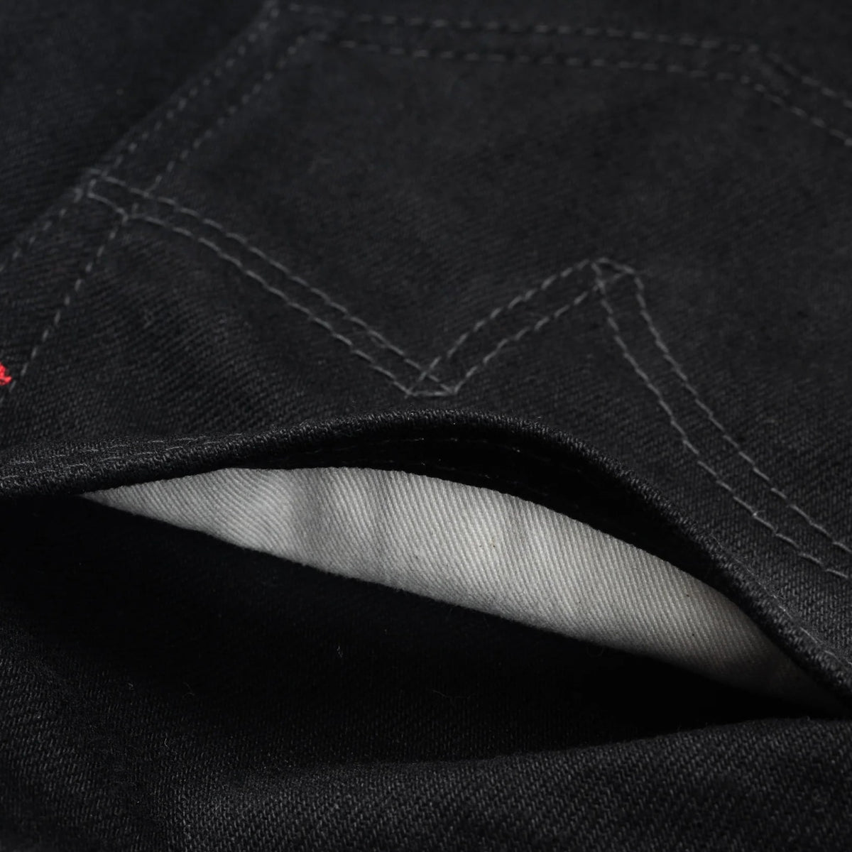 IH-777S-142bb 14oz Selvedge Denim Slim Tapered Cut Jeans - Black/Black