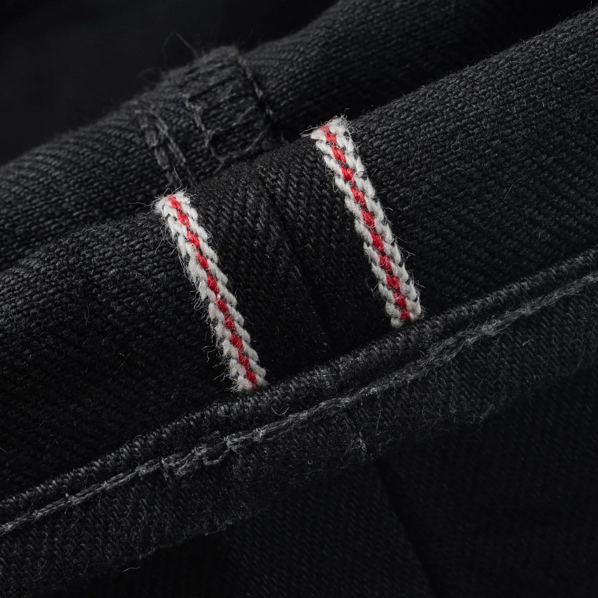 IH-777S-142bb 14oz Selvedge Denim Slim Tapered Cut Jeans - Black/Black