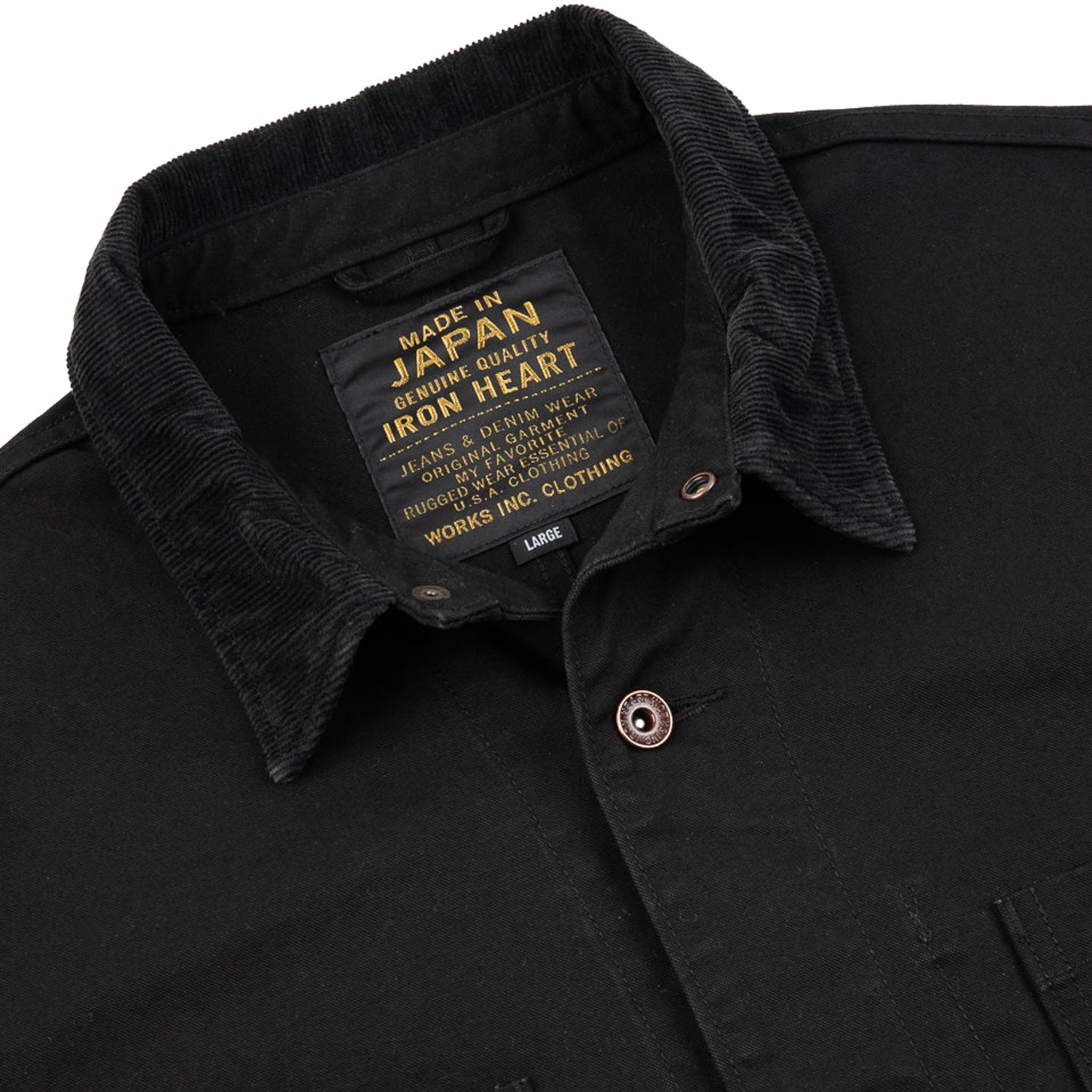 IHJ-148-BLK 10oz Kurashikizome® Organic Cotton Duck Chore Jacket - Black