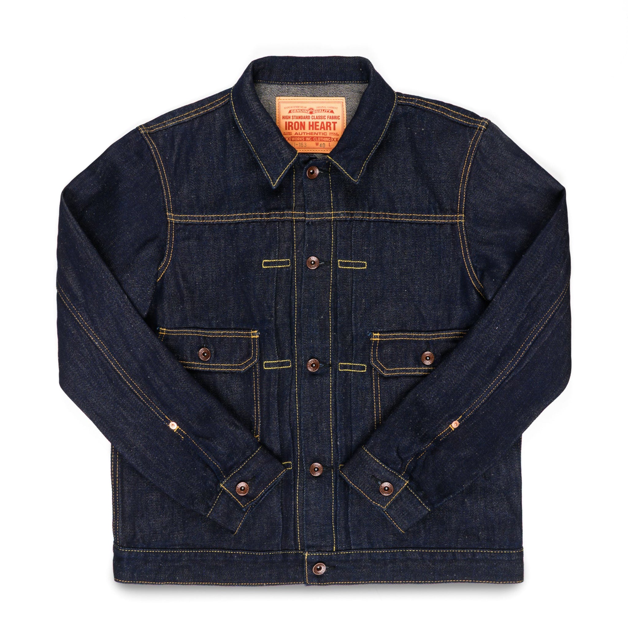 IHJ-163-IND 14oz Cotton/Linen Denim Type II Jacket - Indigo