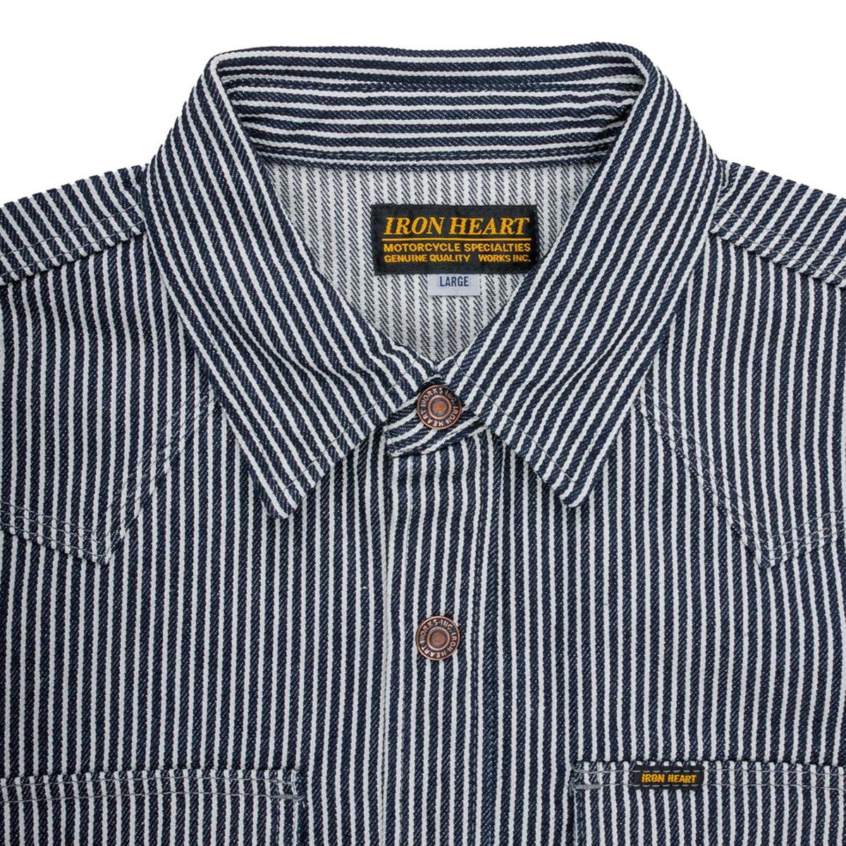 IHSH-421-IND 12oz Hickory Stripe CPO Shirt - Indigo