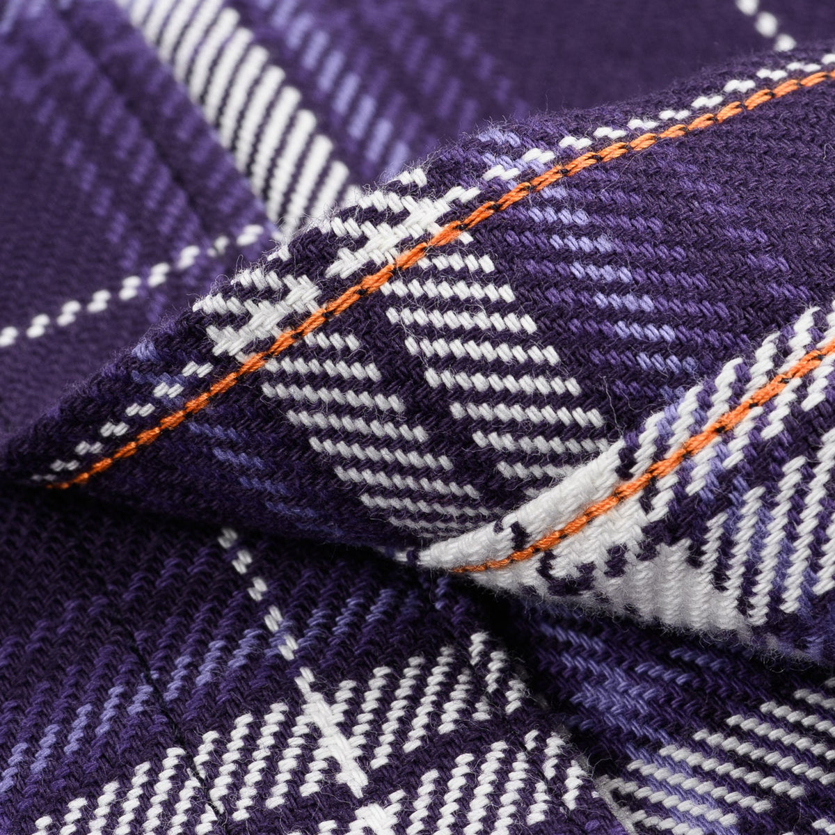 IHSH-439-PUR 9oz Selvedge Flannel Check Western Shirt - Purple