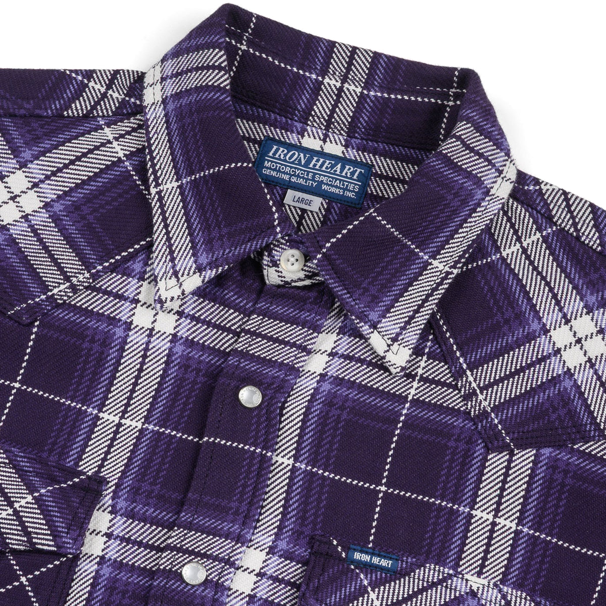 IHSH-439-PUR 9oz Selvedge Flannel Check Western Shirt - Purple