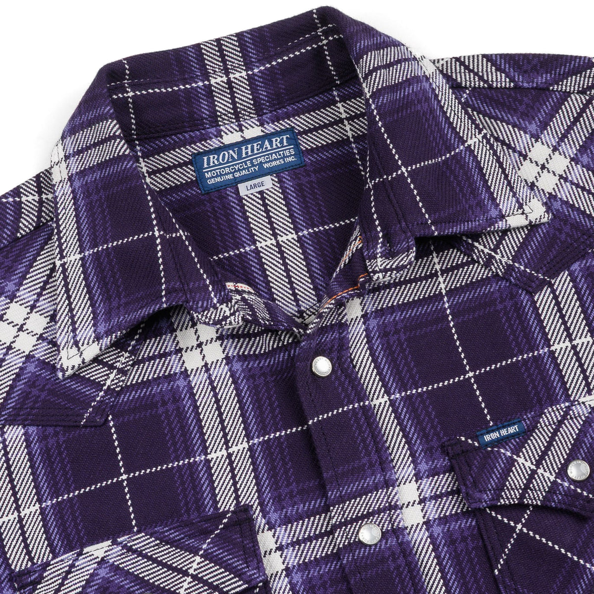 IHSH-439-PUR 9oz Selvedge Flannel Check Western Shirt - Purple