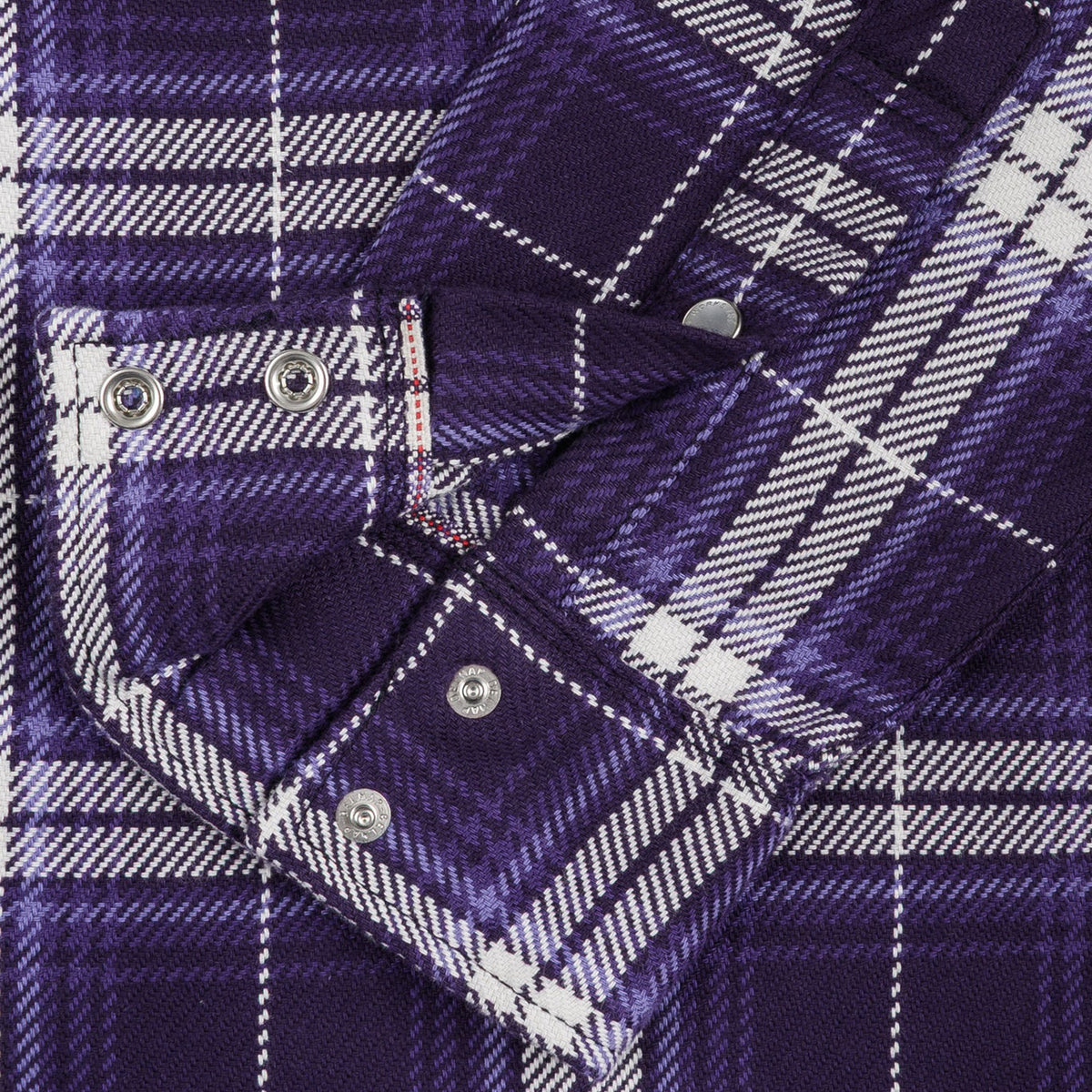 IHSH-439-PUR 9oz Selvedge Flannel Check Western Shirt - Purple