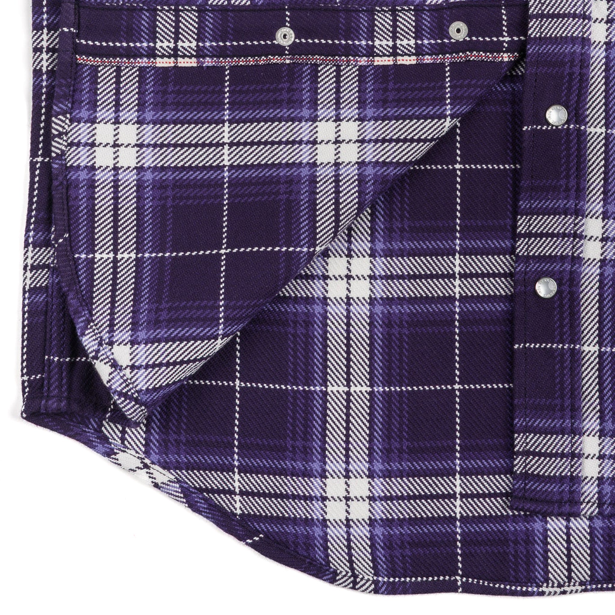 IHSH-439-PUR 9oz Selvedge Flannel Check Western Shirt - Purple