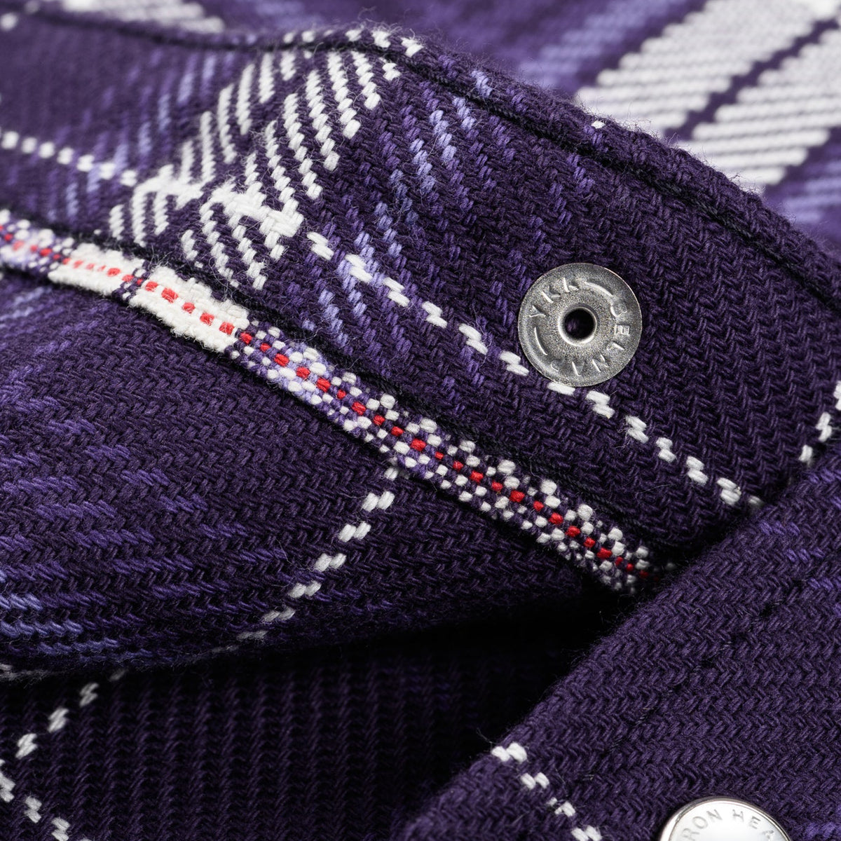 IHSH-439-PUR 9oz Selvedge Flannel Check Western Shirt - Purple