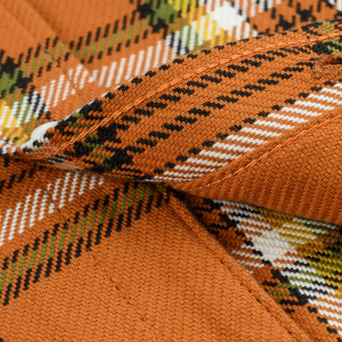 IHSH-442-ORA 9oz Selvedge Flannel Check Work Shirt - Orange