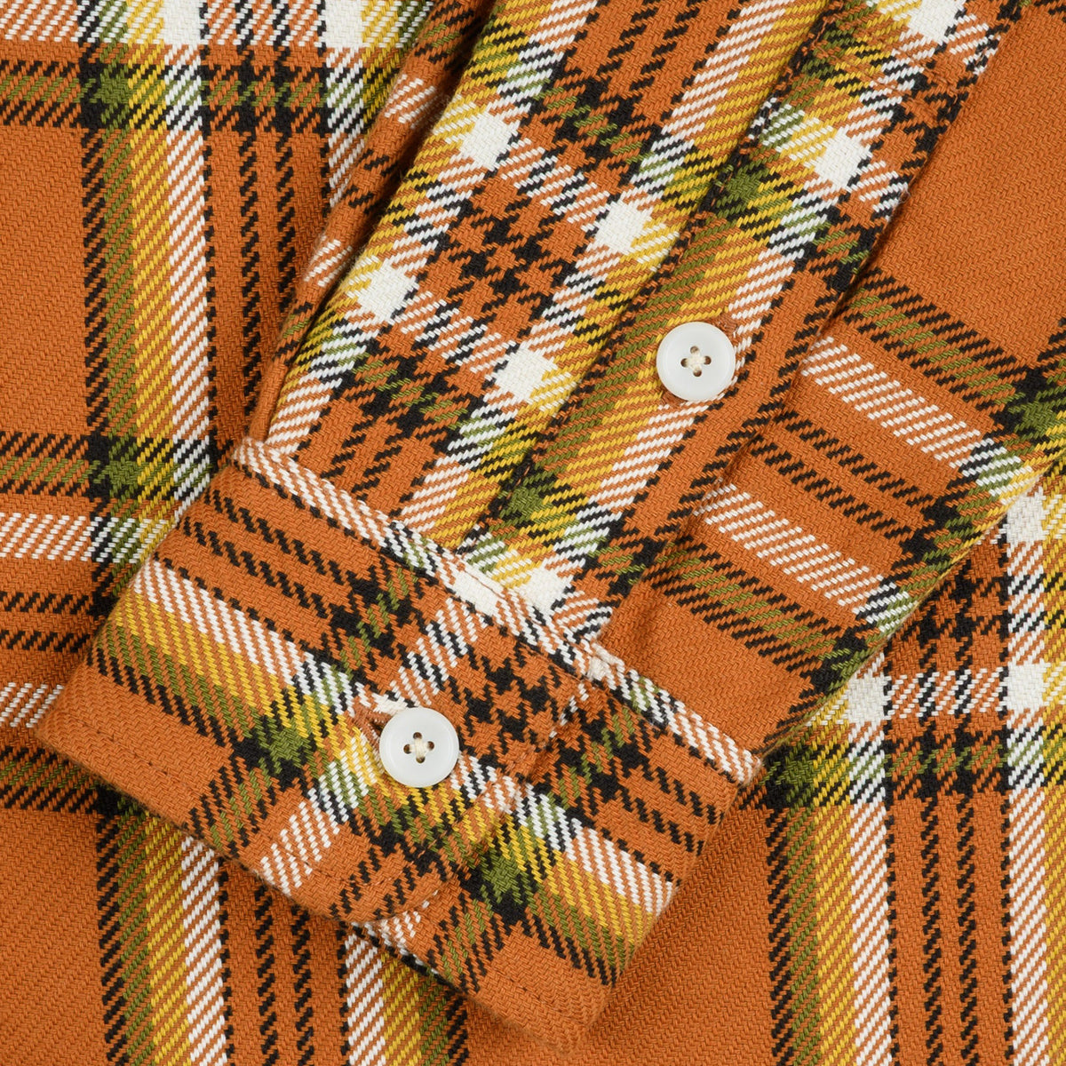 IHSH-442-ORA 9oz Selvedge Flannel Check Work Shirt - Orange