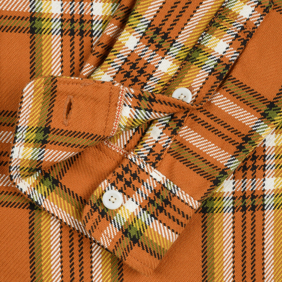 IHSH-442-ORA 9oz Selvedge Flannel Check Work Shirt - Orange