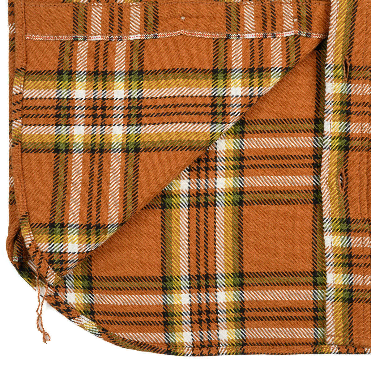IHSH-442-ORA 9oz Selvedge Flannel Check Work Shirt - Orange