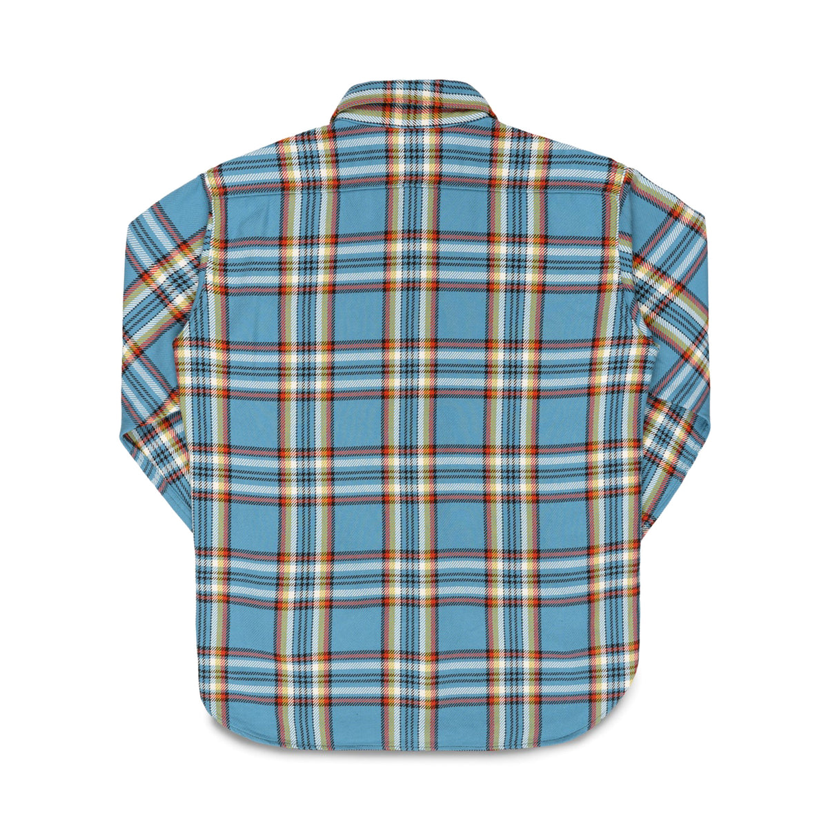IHSH-442-SAX 9oz Selvedge Flannel Check Work Shirt - Sax Blue