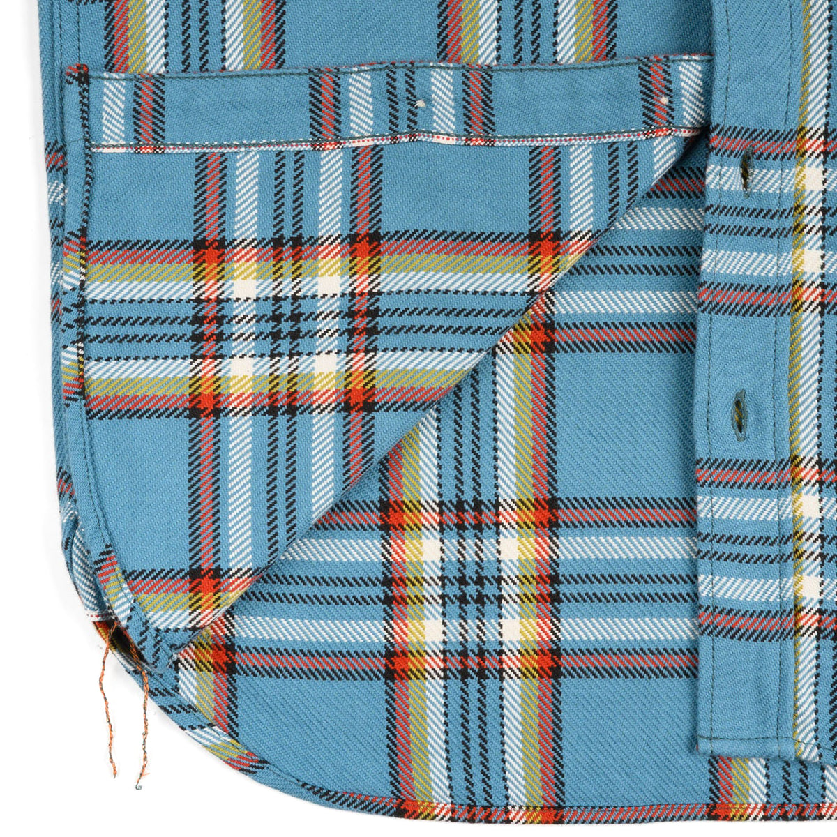 IHSH-442-SAX 9oz Selvedge Flannel Check Work Shirt - Sax Blue