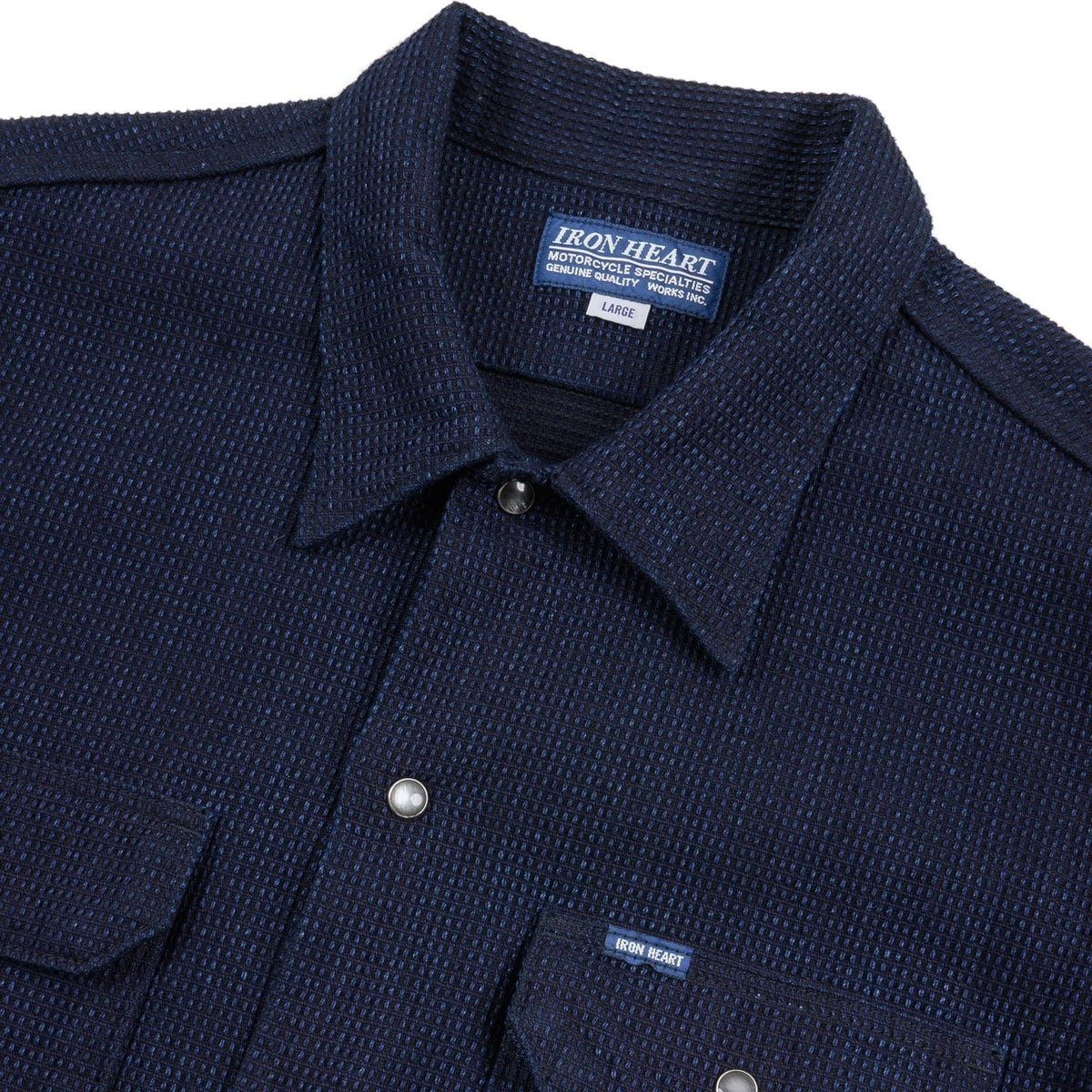 IHSH-445-IND 10oz Dobby Cloth Short Sleeve Mechanic Shirt - Indigo