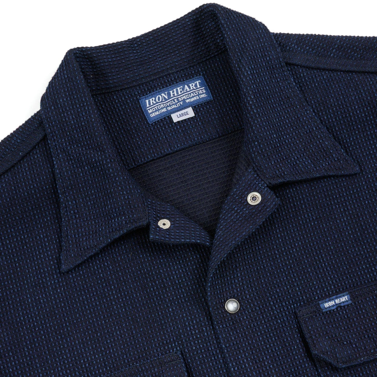 IHSH-445-IND 10oz Dobby Cloth Short Sleeve Mechanic Shirt - Indigo