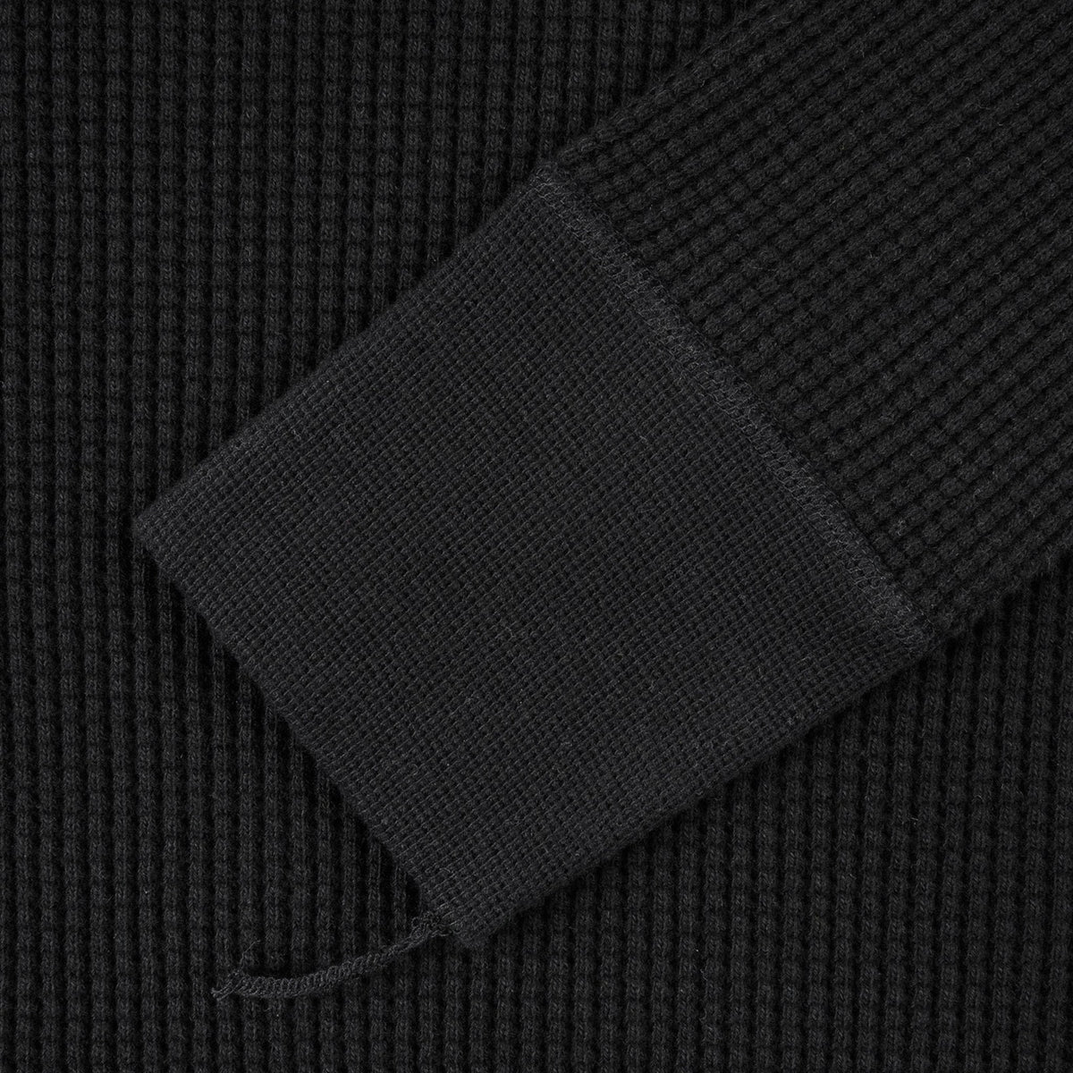 IHTL-1301-BLK Waffle Knit Long Sleeved Crew Neck Thermal Top - Black
