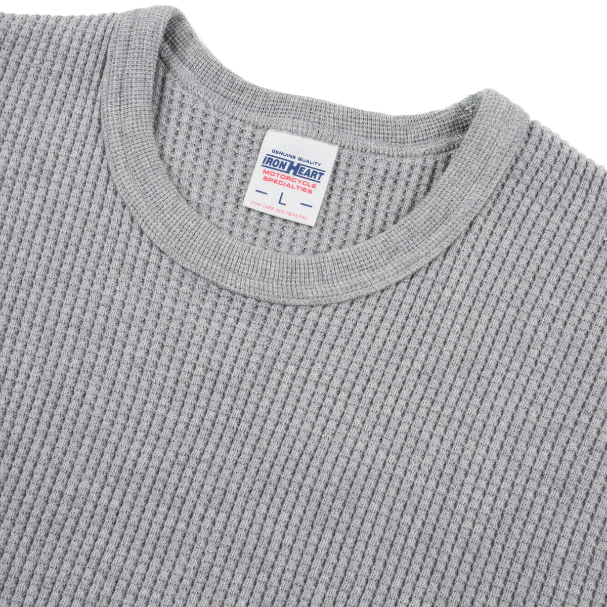 IHTL-1301-GRY Waffle Knit Long Sleeved Crew Neck Thermal Top - Grey
