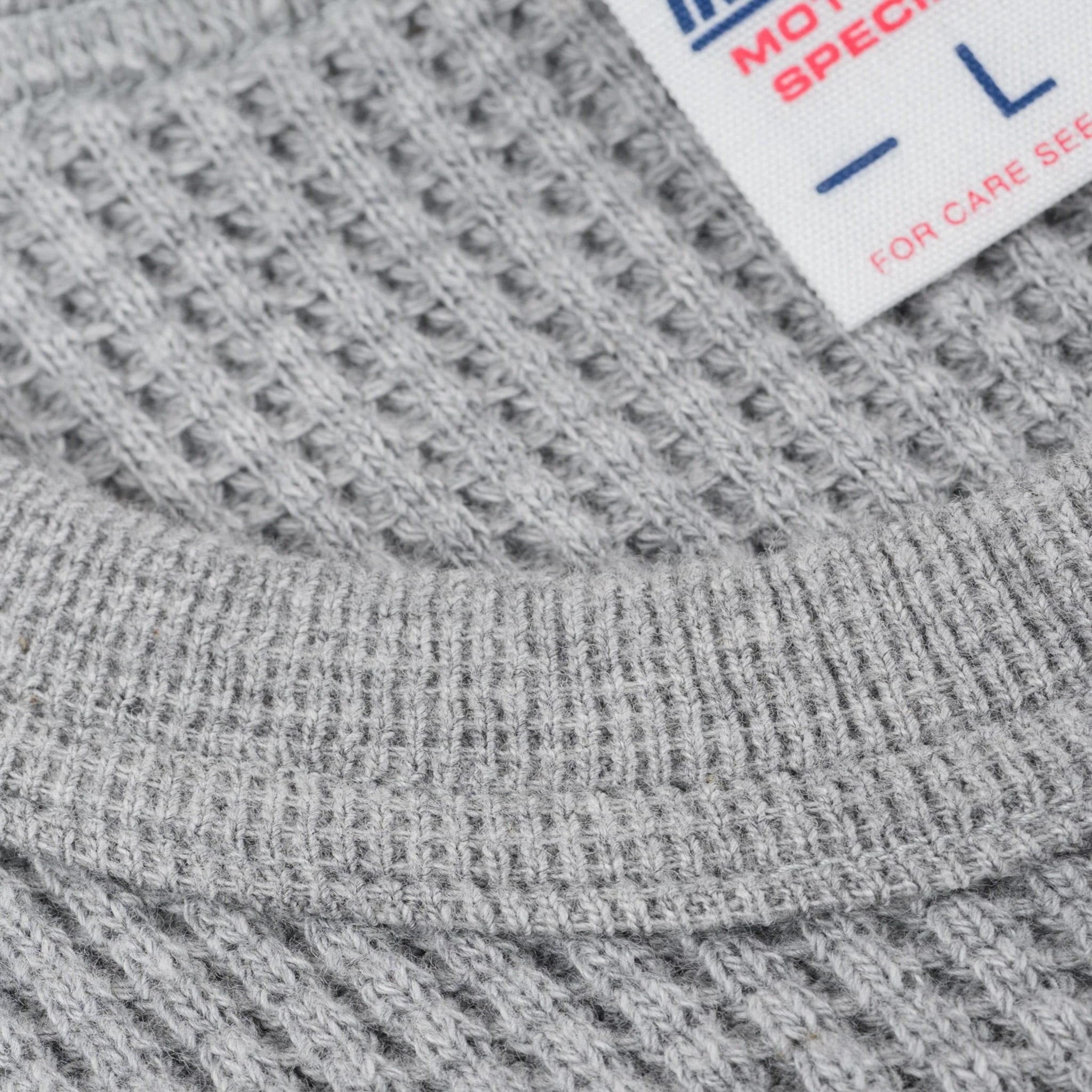 IHTL-1301-GRY Waffle Knit Long Sleeved Crew Neck Thermal Top - Grey