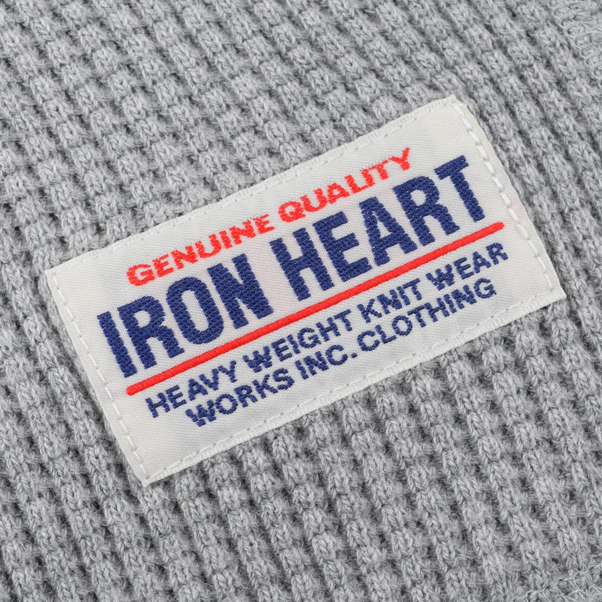 IHTL-1301-GRY Waffle Knit Long Sleeved Crew Neck Thermal Top - Grey