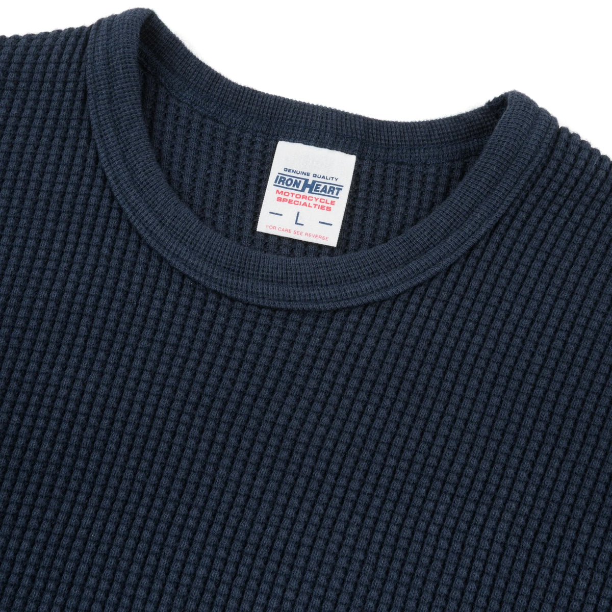 IHTL-1301-NAV Waffle Knit Long Sleeved Crew Neck Thermal Top - Navy