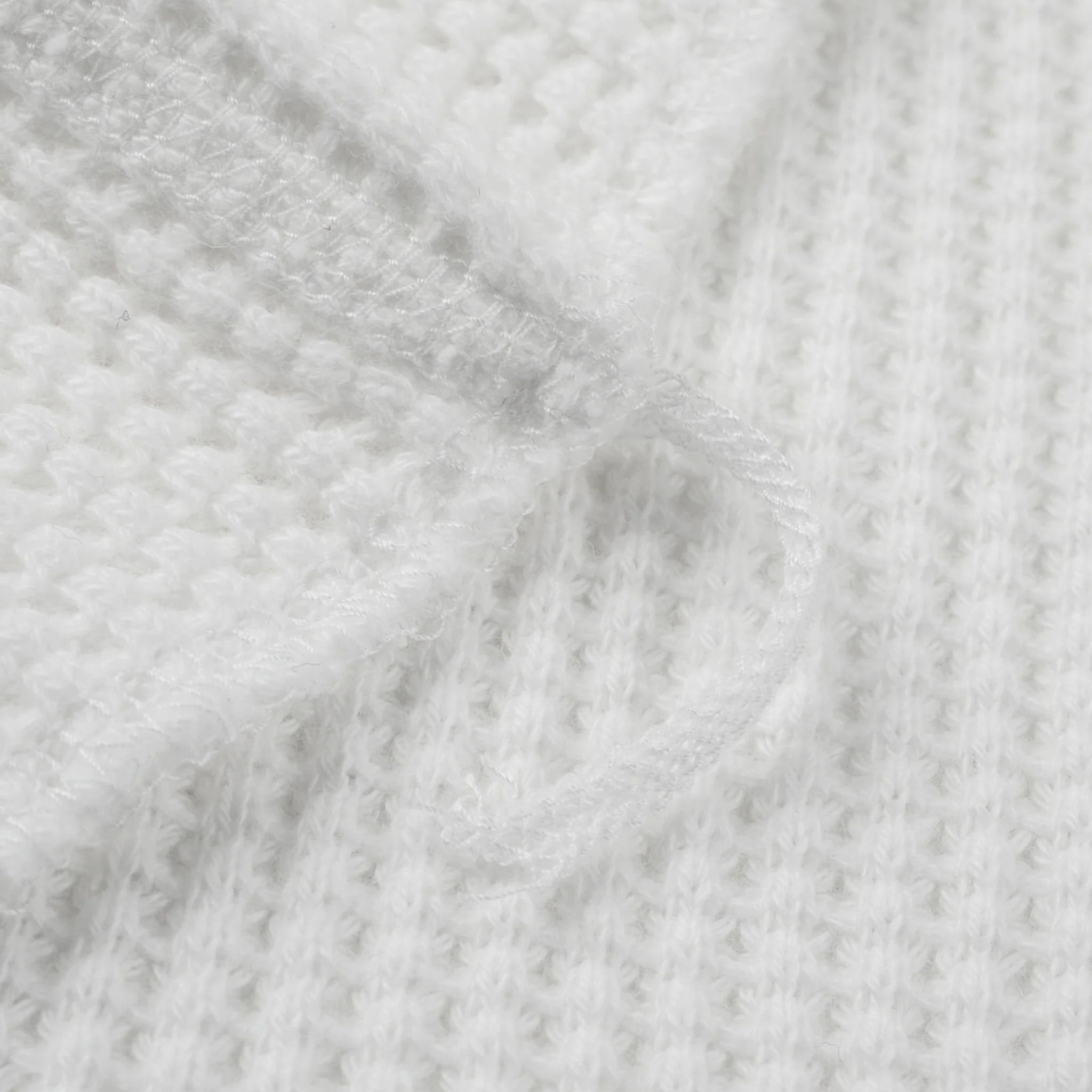IHTL-1301-WHT Waffle Knit Long Sleeved Crew Neck Thermal Top - White