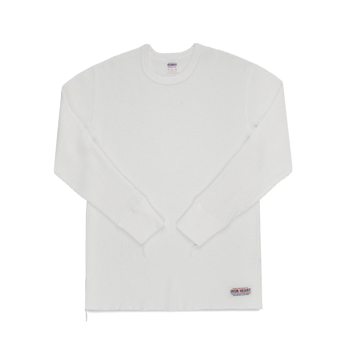 IHTL-1301-WHT Waffle Knit Long Sleeved Crew Neck Thermal Top - White