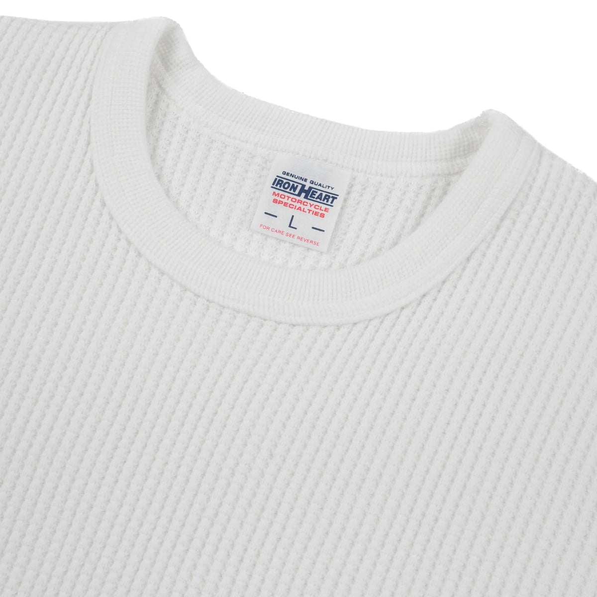 IHTL-1301-WHT Waffle Knit Long Sleeved Crew Neck Thermal Top - White