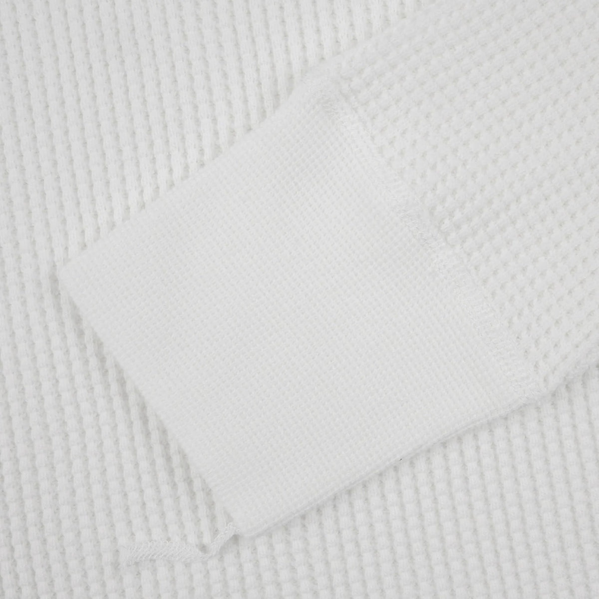 IHTL-1301-WHT Waffle Knit Long Sleeved Crew Neck Thermal Top - White