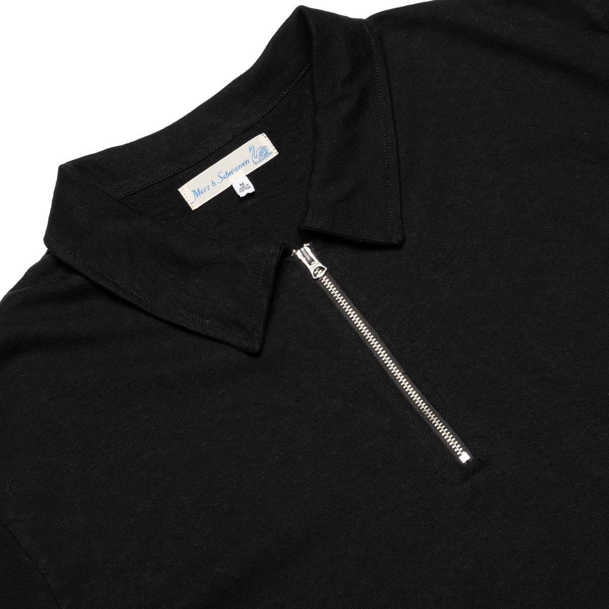 GIZAZIP01.99.4 Sturdy Boxy Fit Giza Cotton-Hemp Zip T-Shirt Black