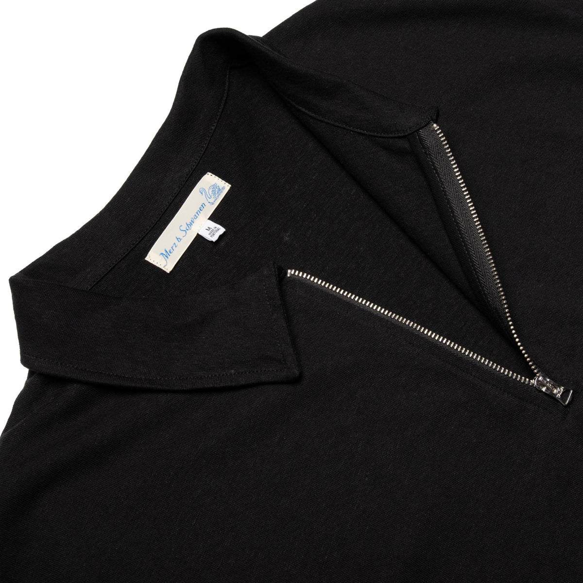 GIZAZIP01.99.4 Sturdy Boxy Fit Giza Cotton-Hemp Zip T-Shirt Black