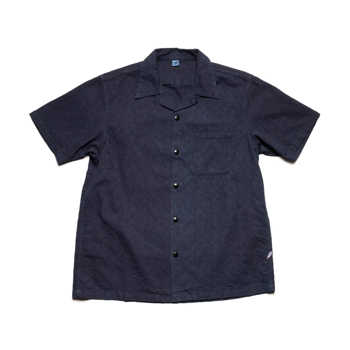 2241-2 Organic Cotton Jacquard Open Collar Shirt - Flower